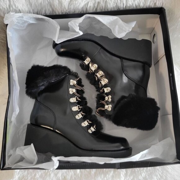 I.N.C. International Concepts Hannia Padded Patent Leather Wedge Lace Up Booties - Picture 6 of 8